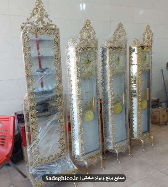 ست ساعت ایستاده و آینه قدی برنزی